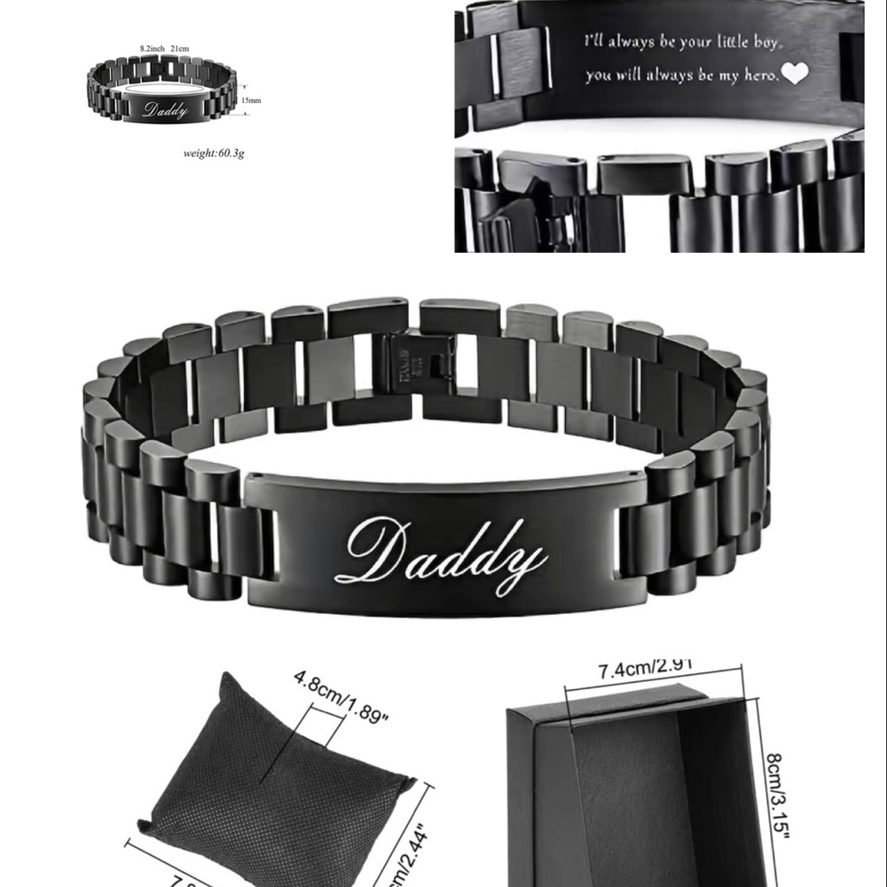 Stainless Steel Bracelet Engraved for Father’s Day + free gift box included!